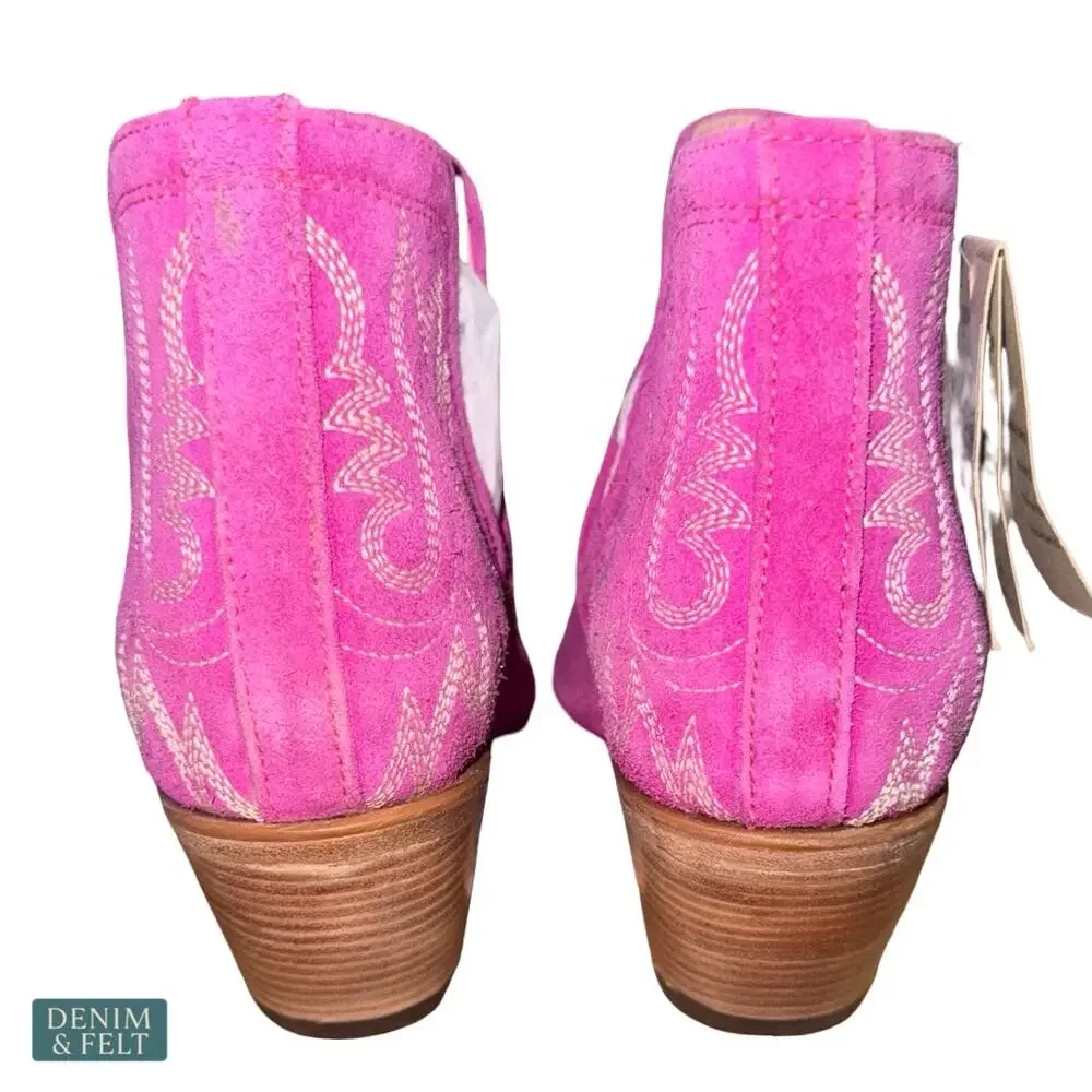 NEW Ariat Dixon Pink Suede Western Bootie Rodeo Festival Cowgirl Size 7 B Bold - Picture 13 of 16